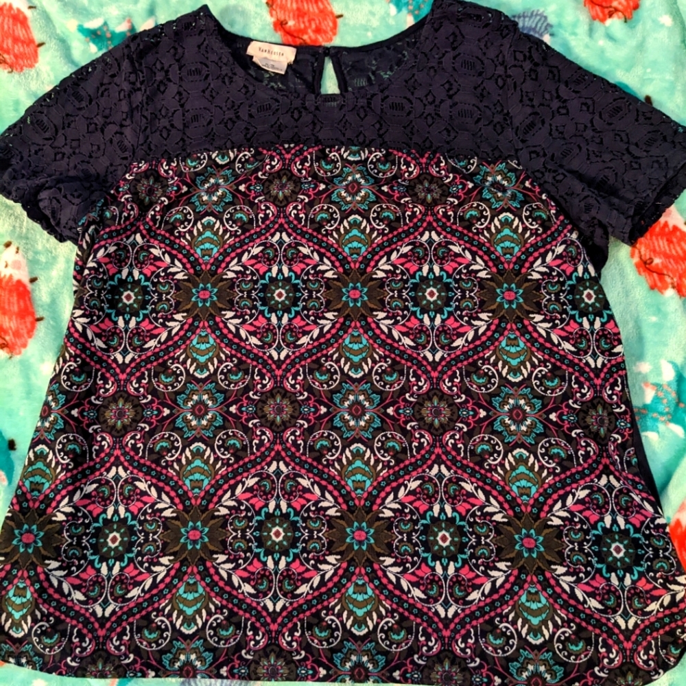 Van Heusen Navy with Pattern Blouse